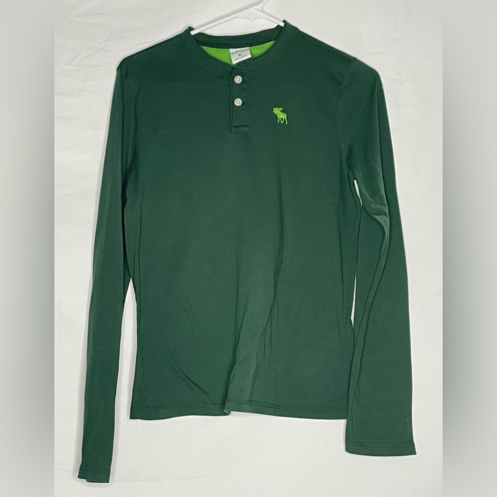 Boys Abercrombie Green Long sleeve Henley Tshirt
